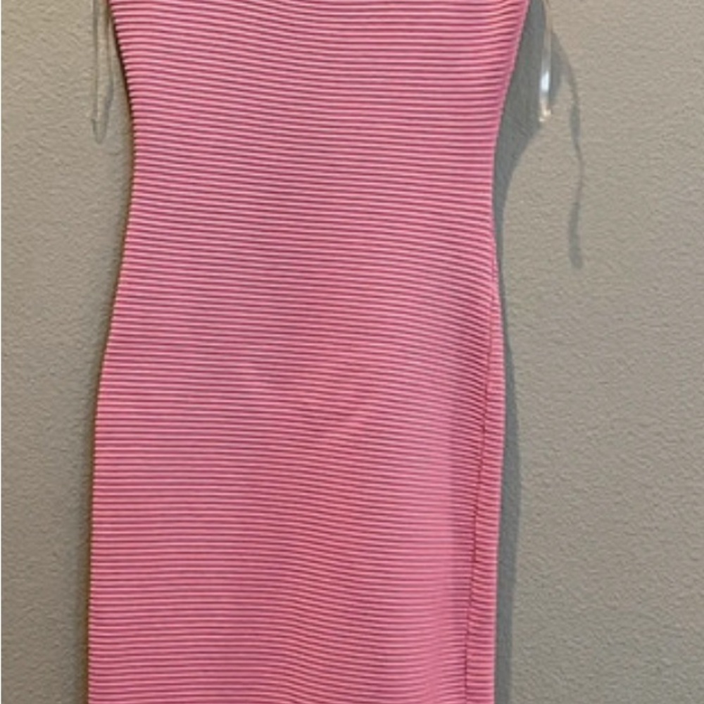 Fashion Nova Pink Ribbed Bodycon Dress